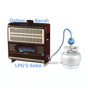 Fujiyama Tüplü - Lpg'li soba - üstten bacalı